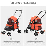 easycomfort easycomfort passeggino per cani pieghevole con tettuccio regolabile borsa e 2 guinzagli 82x47x97 cm rosso e nero