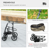 easycomfort easycomfort passeggino per cani taglia piccola con tettuccio regolabile e 2 guinzagli 81x68x98 5 cm nero e khaki