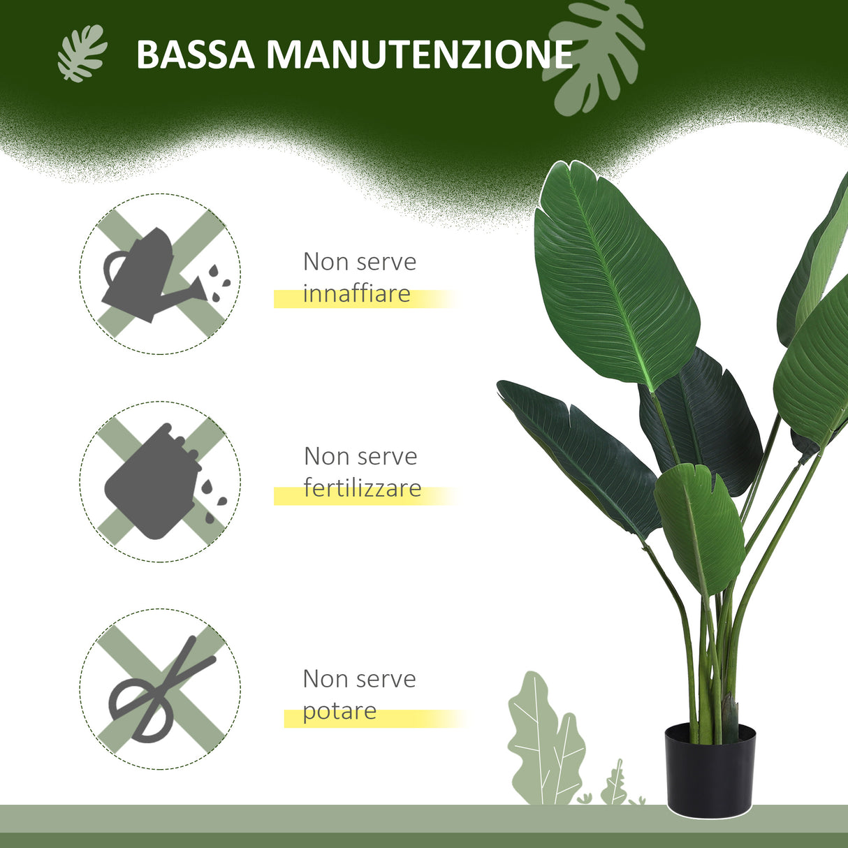 easycomfort easycomfort pianta artificiale uccello del paradiso alta 120cm con vaso per interni ed esterni