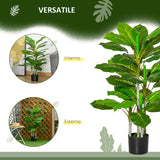 easycomfort easycomfort pianta verde artificiale da 95 cm e 33 foglie con vaso nero 15x13 cm in peva pe e cemento