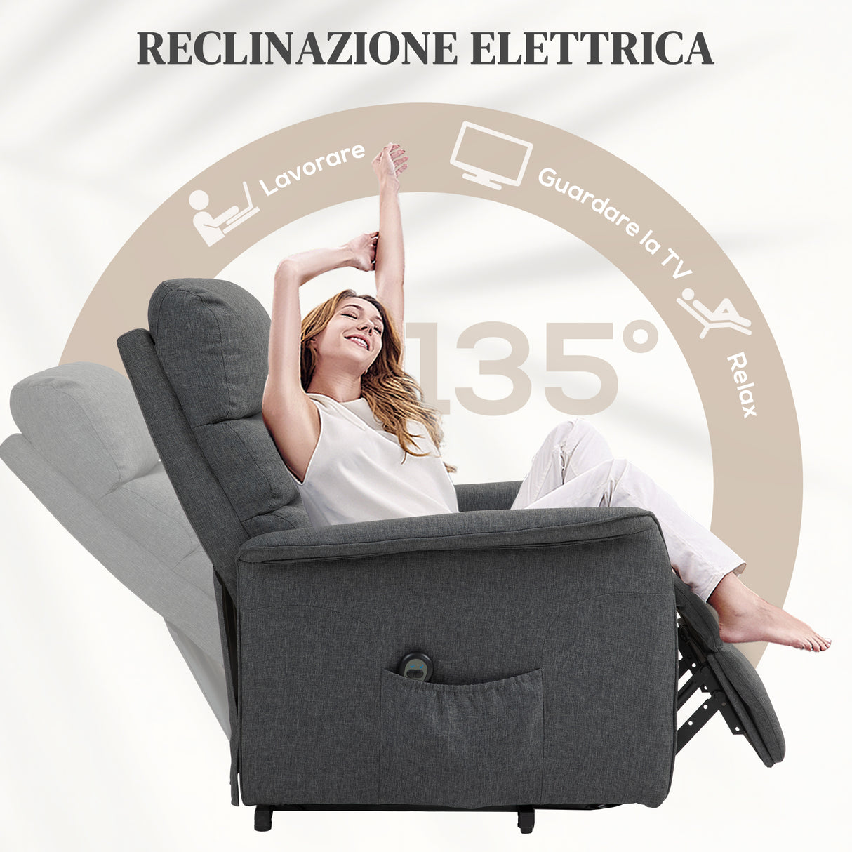 easycomfort easycomfort poltrona alzapersona elettrica con 8 punti vibranti 4 modalita di massaggio e riscaldamento grigio