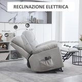 easycomfort easycomfort poltrona alzapersona reclinabile a 135 con 8 punti massaggianti e poggiapiedi 89x99x103 cm grigio chiaro