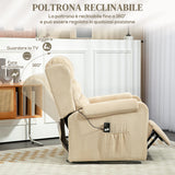 easycomfort easycomfort poltrona alzapersona reclinabile a 160 con poggiapiedi e telecomando in velluto 85x88x109 cm crema
