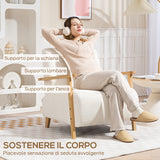 easycomfort easycomfort poltrona da salotto in tessuto sherpa con braccioli e gambe in legno stile nordico crema