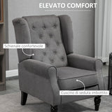 easycomfort easycomfort poltrona da salotto stile francese con gambe in legno e cuscini sfoderabili 74x86x102 cm grigio