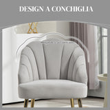 easycomfort easycomfort poltrona in velluto da camera e salotto a conchiglia stile art deco acciaio 63x65x84 cm grigio