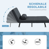 easycomfort easycomfort poltrona letto 3 in 1 con schienale regolabile e cuscino in tessuto effetto lino e acciaio grigio scuro