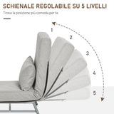 easycomfort easycomfort poltrona letto singolo con schienale reclinabile 5 livelli con cuscino extra tessuto e metallo 73x74x81cm grigio