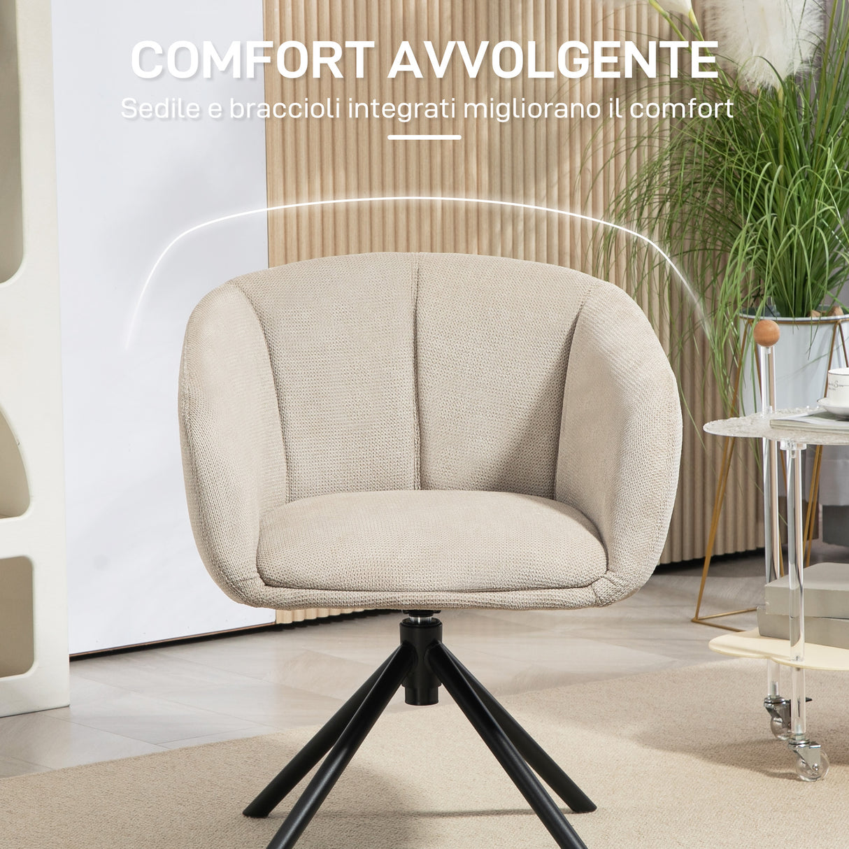 easycomfort easycomfort poltrona moderna girevole con seduta imbottita in tessuto boucle per salotto e ufficio grigio chiaro