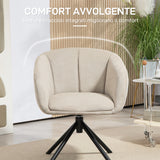 easycomfort easycomfort poltrona moderna girevole con seduta imbottita in tessuto boucle per salotto e ufficio grigio chiaro