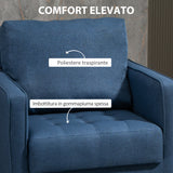 easycomfort easycomfort poltrona moderna in tessuto effetto lino struttura in legno e imbottitura spessa 76x70x87cm blu