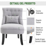 easycomfort easycomfort poltrona per salotto imbottita con cuscino e piedini antiscivolo poltrona darredo in tessuto effetto lino e legno 52 5x69x77 cm grigio ean 8054144134956