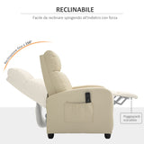 easycomfort easycomfort poltrona relax massaggiante con telecomando e 8 programmi reclinazione e poggiapiedi 68x88x98cm crema