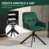 easycomfort easycomfort poltroncina in velluto moderna con seduta girevole braccioli e gambe in acciaio verde