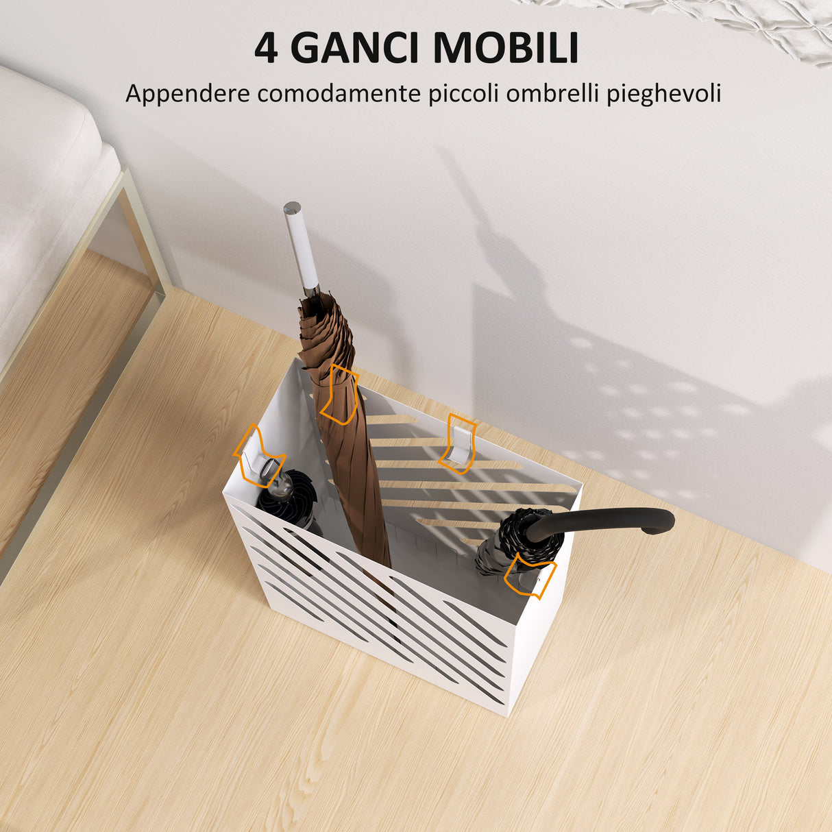 easycomfort easycomfort portaombrelli di design con vaschetta raccogli gocce e 4 ganci in metallo 28x14x41 cm bianco