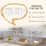 easycomfort easycomfort recinto per animali modulabile con 20 pannelli e 2 porte in acciaio e pp 175x70x45 cm bianco e nero