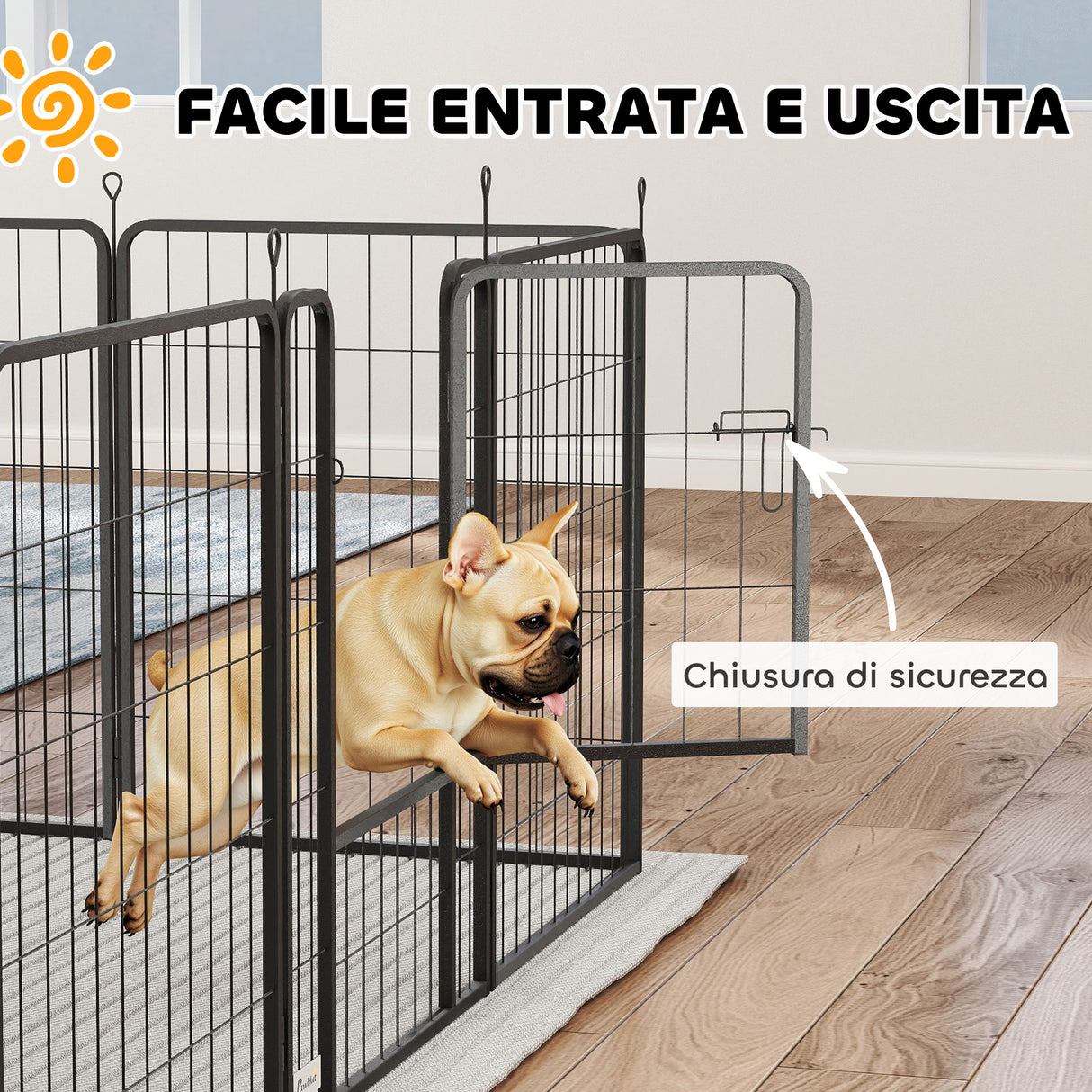 easycomfort easycomfort recinto per cani a 12 pannelli modulabili da 68x1 5x80cm in acciaio nero con porta di ingresso