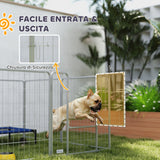 easycomfort easycomfort recinto per cani a 8 pannelli modulabili pieghevole con porta in acciaio altezza 80 cm argento