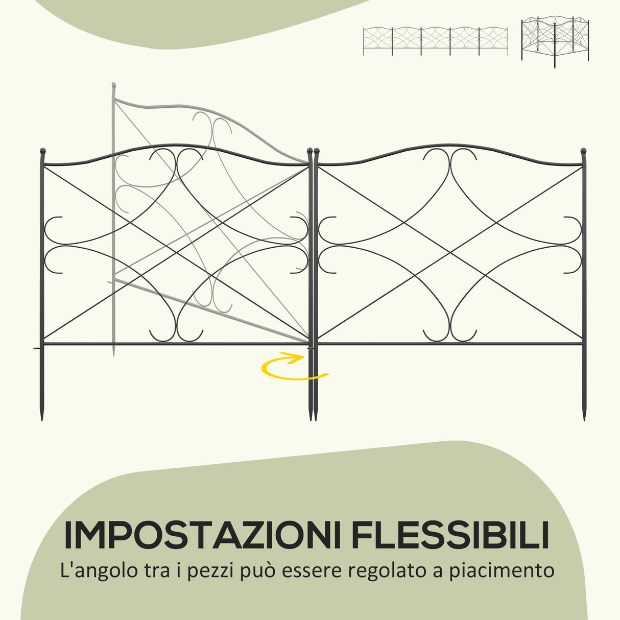 easycomfort easycomfort recinzione esterna a 5 pannelli in metallo con paletti 305x62 cm nera