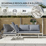 easycomfort easycomfort salotto da giardino con 2 divani con cuscini schienale regolabile a 5 livelli e tavolino a doghe grigio