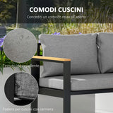 easycomfort easycomfort salotto da giardino con divano da esterno 2 poltrone e tavolino in alluminio grigio