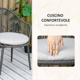 easycomfort easycomfort salotto da giardino in rattan con 2 poltroncine con cuscini e tavolino da caffe in vetro grigio