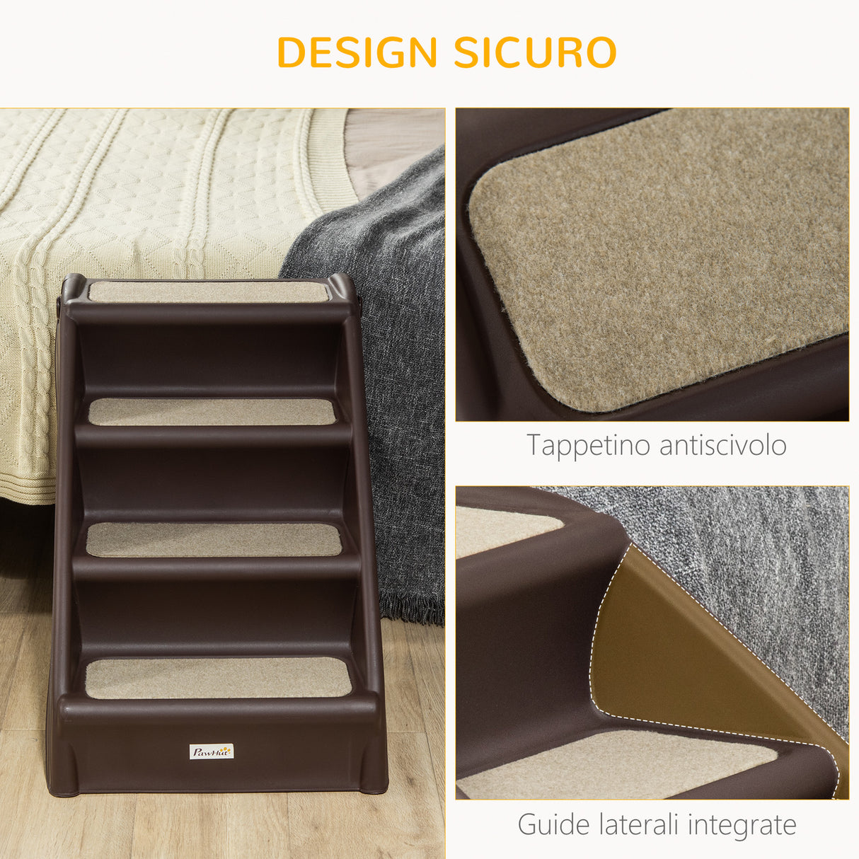 easycomfort easycomfort scaletta per cani pieghevole con 4 gradini antiscivolo in pp marrone