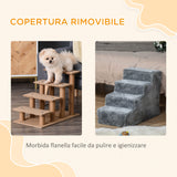 easycomfort easycomfort scaletta per cani portatile a 4 gradini in flanella sfoderabile e truciolato 60x35x44 cm grigio