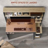 easycomfort easycomfort scrivania moderna con ripiani e supporto per cpu in legno 114x45x138cm grigio e legno naturale