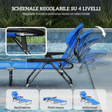 easycomfort easycomfort sdraio da giardino pieghevole con schienale regolabile cuscino e foro per viso blu scuro
