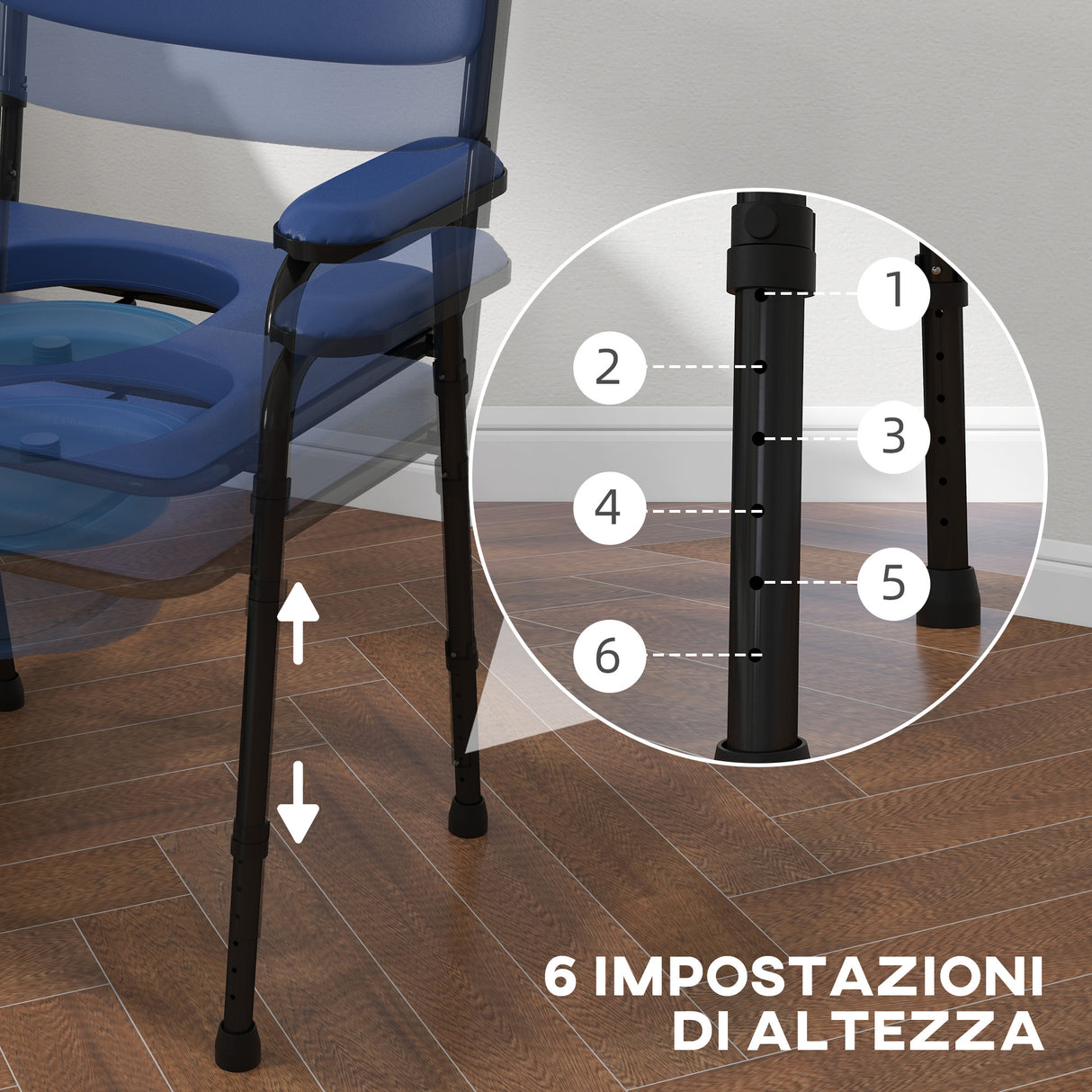 easycomfort easycomfort sedia comoda 5 in 1 per anziani e disabili per wc e doccia altezza regolabile e secchio rimovibile blu