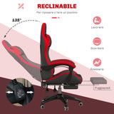 easycomfort easycomfort sedia da gaming con altezza regolabile e schienale reclinabile 65x65x121 129 cm nero e rosso