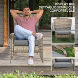 easycomfort easycomfort sedia da giardino adironrack con braccioli in rattan e acciaio 64x80x90 cm marrone e grigio