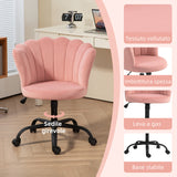 easycomfort easycomfort sedia da ufficio con schienale a petalo senza braccioli con altezza regolabile rivestimento in velluto rosa