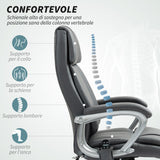 easycomfort easycomfort sedia da ufficio massaggiante a 6 punti e inclinabile in pelle pu e acciaio 66x72x113 121 cm grigio carbone