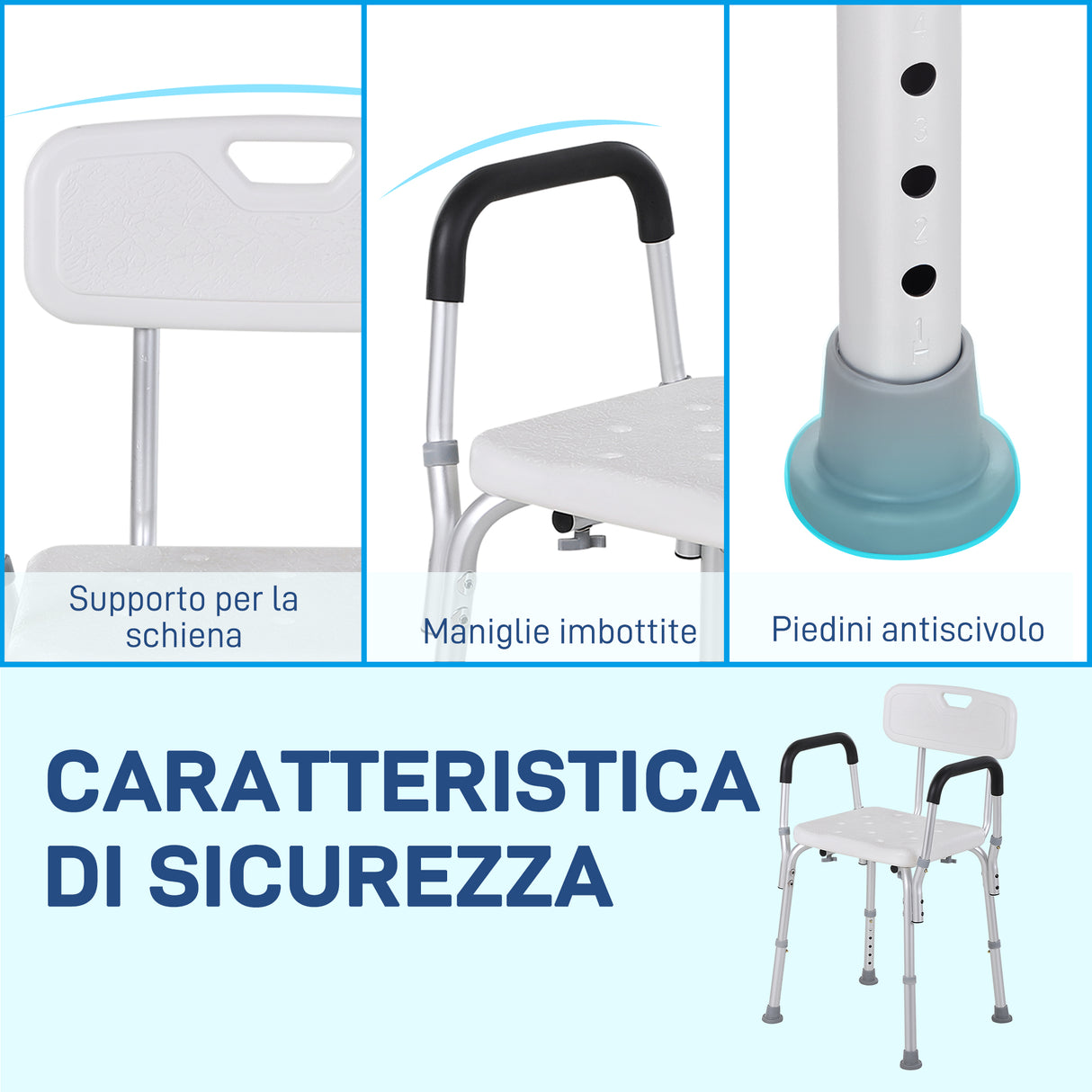 easycomfort easycomfort sedia per doccia in alluminio con altezza regolabile e piedini antiscivolo 51 5x51 5x71 84cm bianco