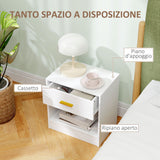 easycomfort easycomfort set 2 comodini moderni in legno con cassetto e ripiano aperto 39x28x41 cm bianco