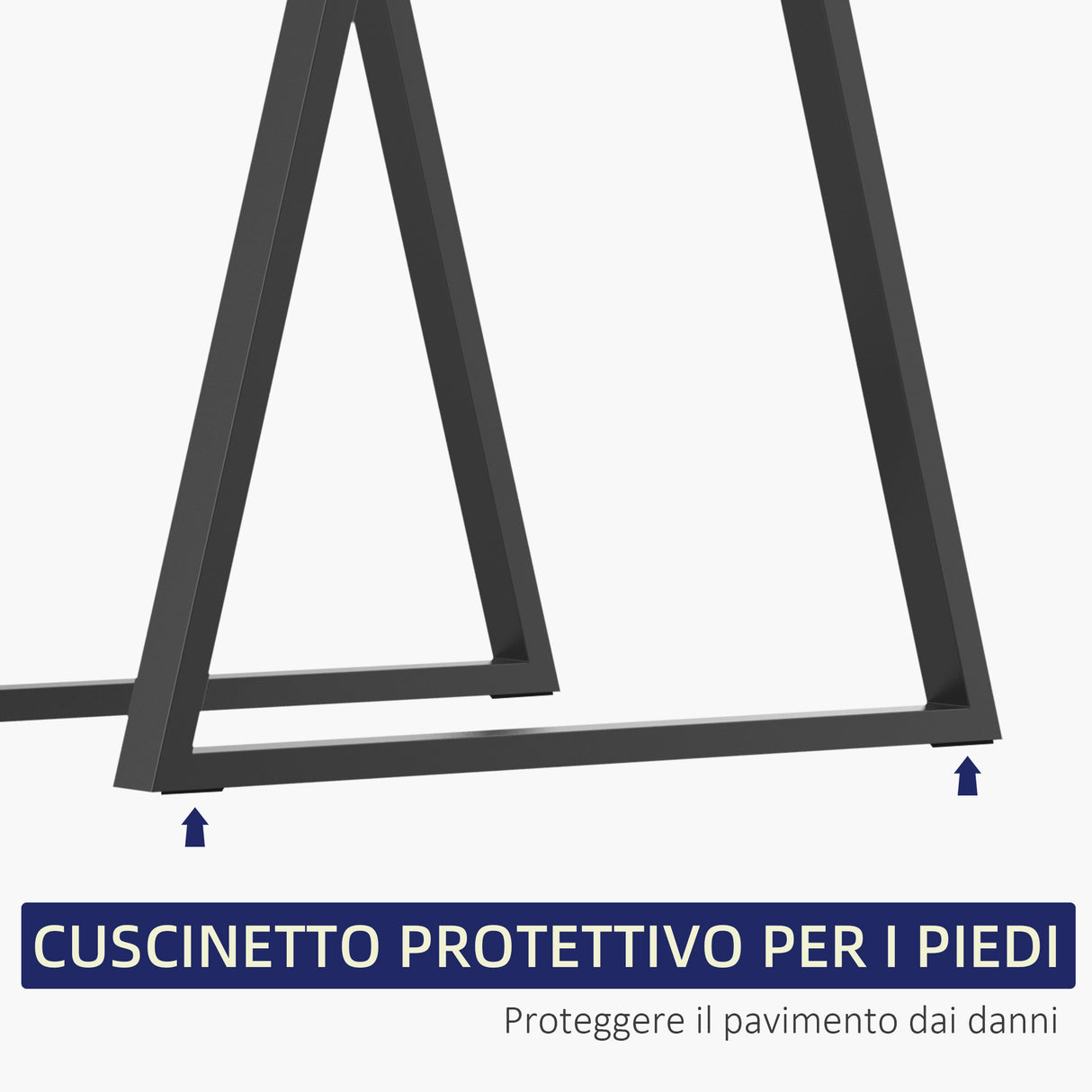 easycomfort easycomfort set 2 gambe per tavolo trapezoidali in acciaio con 6 fori e 12 viti 70x5x72 cm nero