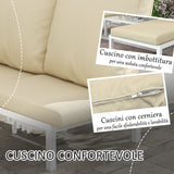 easycomfort easycomfort set 2 lettini prendisole con schienale regolabile e tavolino da giardino in vetro beige