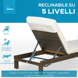 easycomfort easycomfort set 2 lettini prendisole in rattan pe con cuscino e schienale 5 reclinazioni 196x60x22cm