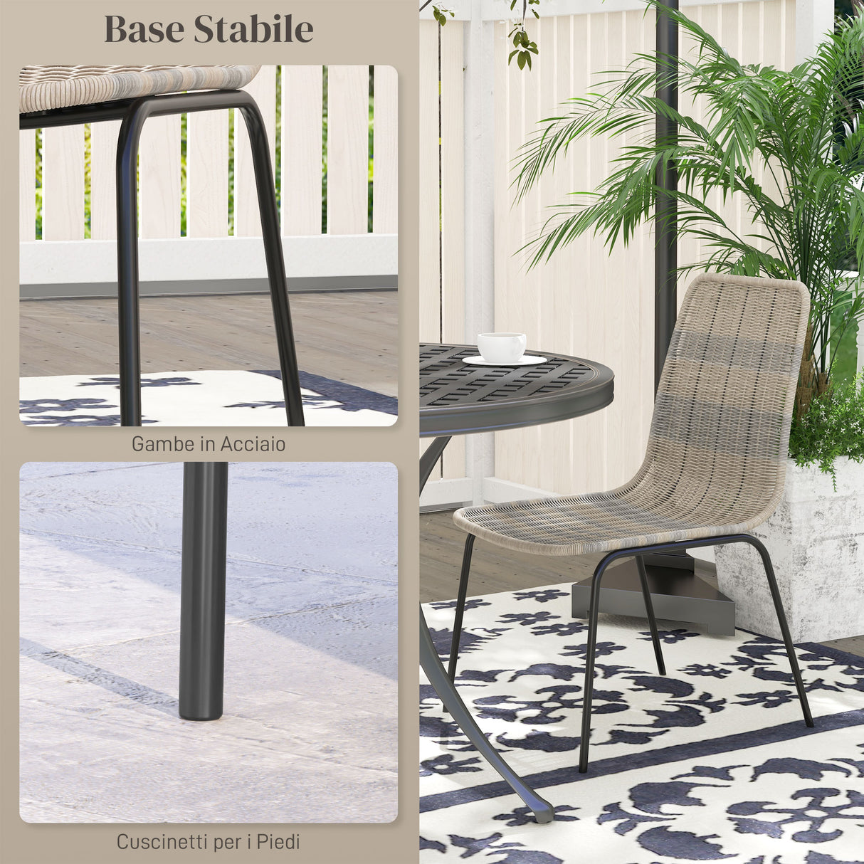 easycomfort easycomfort set 2 sedie da giardino e interno stile boho con schienale basso e rivestimento in rattan pe giallo