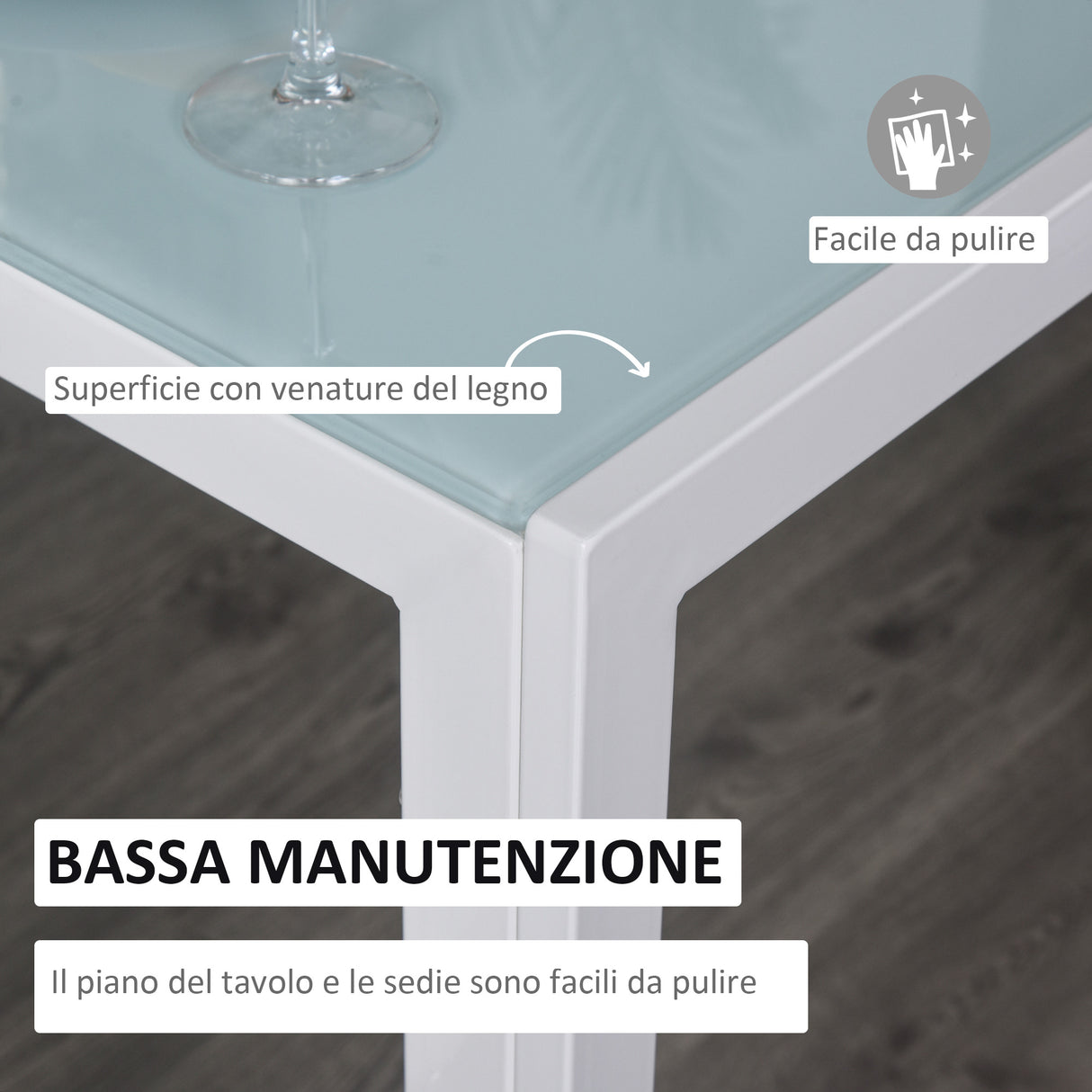easycomfort easycomfort set 5 pezzi con 1 tavolo e 4 sedie per cucina o sala da pranzo in finta pelle metallo e vetro temperato bianco