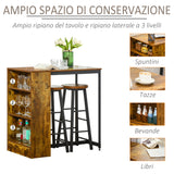 easycomfort easycomfort set bancone bar con 2 sgabelli alti stile industriale con mensole marrone rustico