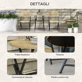 easycomfort easycomfort set da giardino 3 pezzi in rattan e acciaio 2 sedie pieghevoli e tavolino da caffe giallo e nero