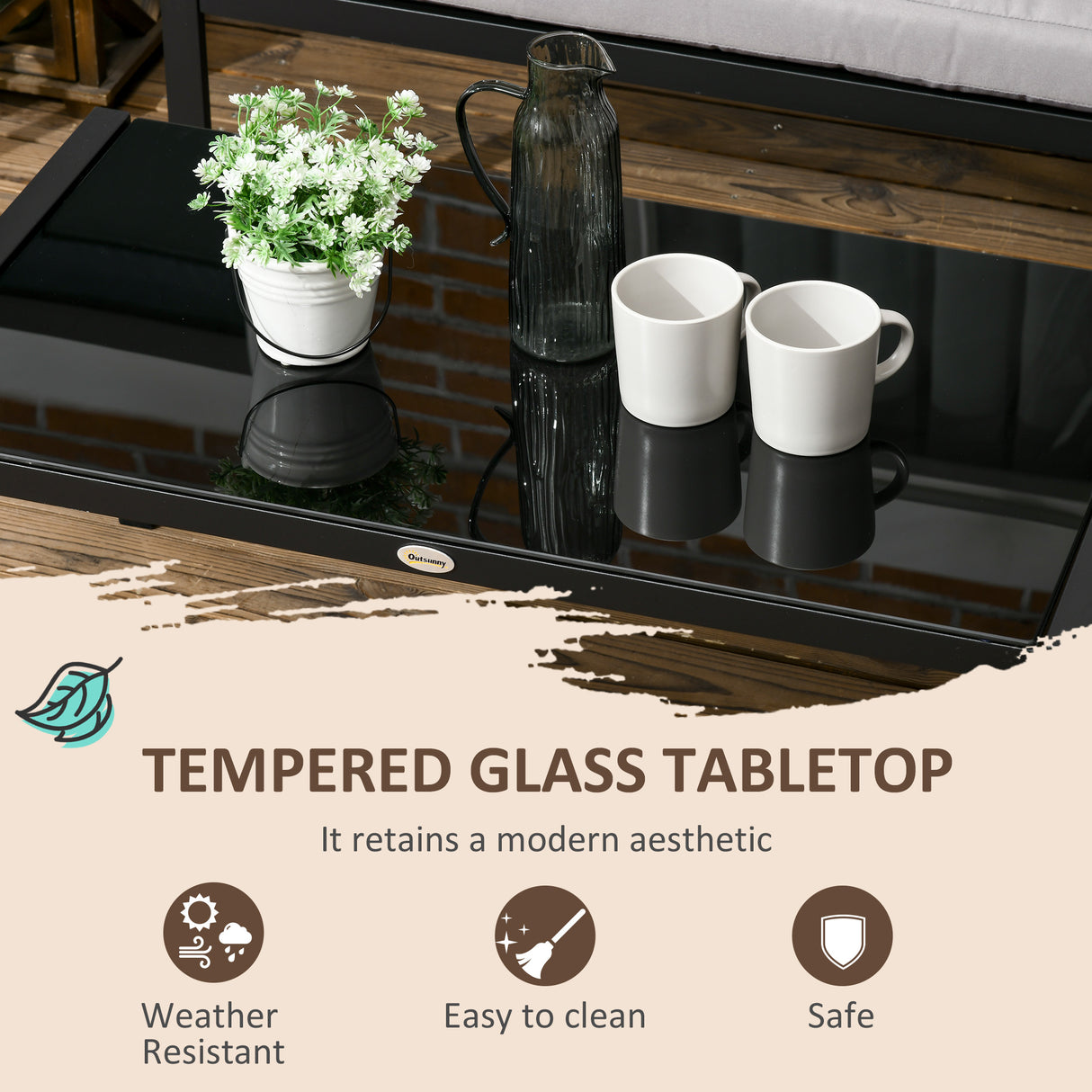 easycomfort easycomfort set da giardino 4 pezzi con 2 divanetti poltrona angolare e tavolino da caffe in vetro temperato