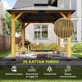 easycomfort easycomfort set da giardino 4 pezzi con divano 3 posti 2 poltrone e tavolino basso in rattan pe e acciaio multicolore