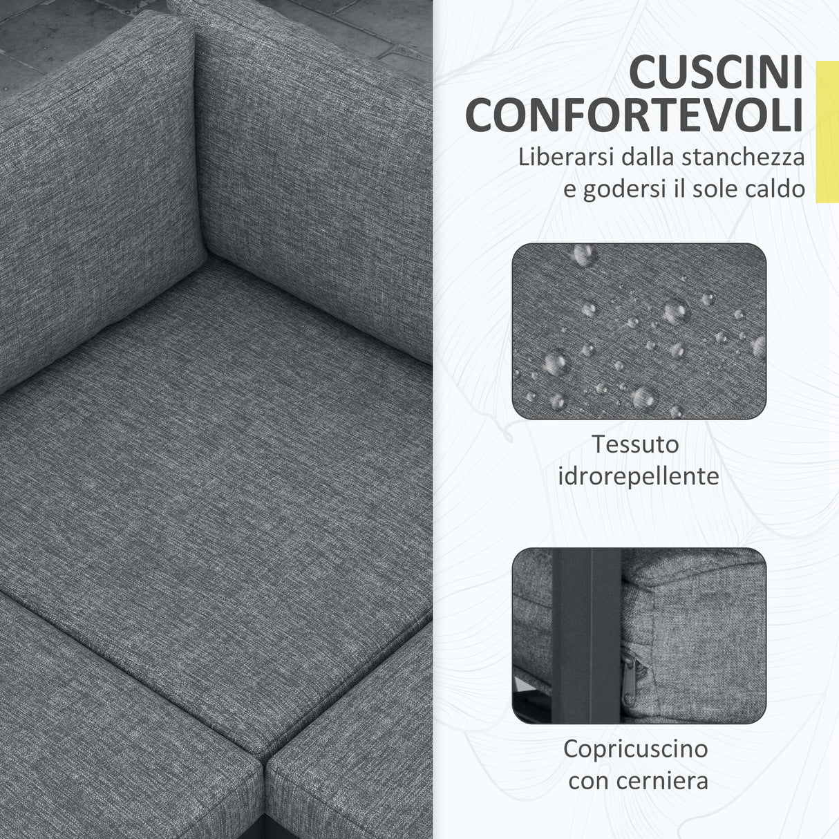 easycomfort easycomfort set da giardino 4 pezzi in alluminio con 2 divanetti poltrona angolare e tavolino da caffe grigio e teak