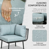 easycomfort easycomfort set da giardino 4 pezzi in rattan con tavolino da caffe 2 divani ad angolo e poltroncina nero grigio e blu