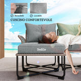 easycomfort easycomfort set da giardino 5 pezzi in rattan con 2 sedie laterali sedia centrale e 2 sgabellitavolini da caffe