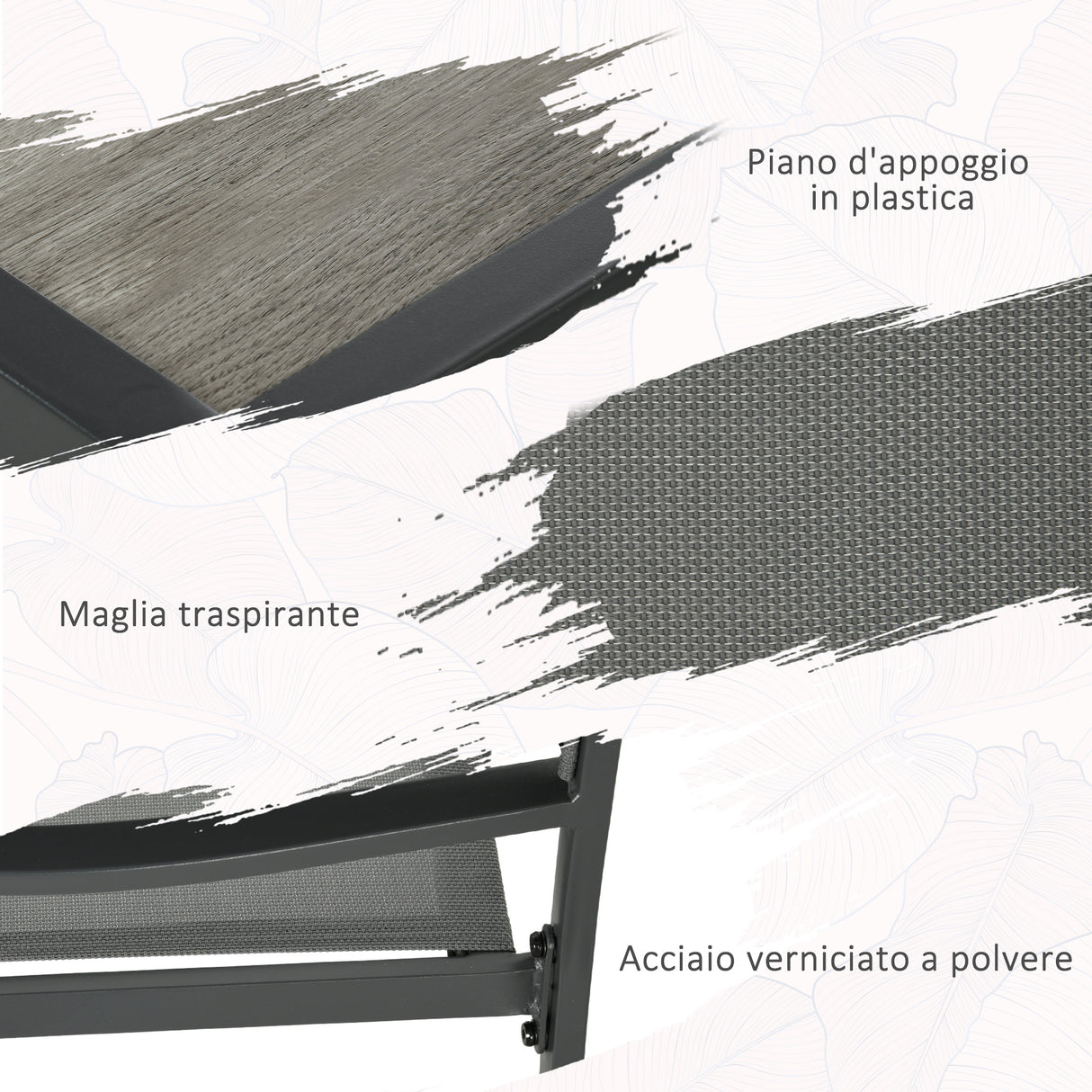 easycomfort easycomfort set da giardino con 6 sedie impilabili in tessuto a rete e tavolo effetto legno grigio